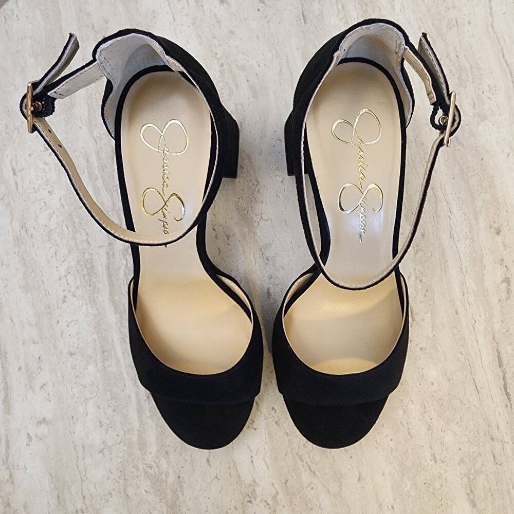 Jessica Simpson Womens Kaliah Ankle-Strap Blo Black Suede from Macy’s - c010 - Picture 4 of 7